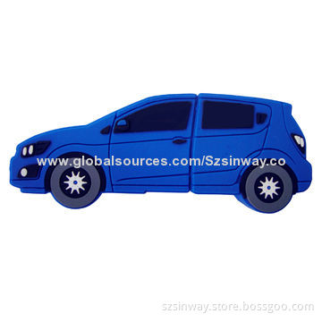 Rubber Car USB Flash Drive, 2 to 64GB Capacity
